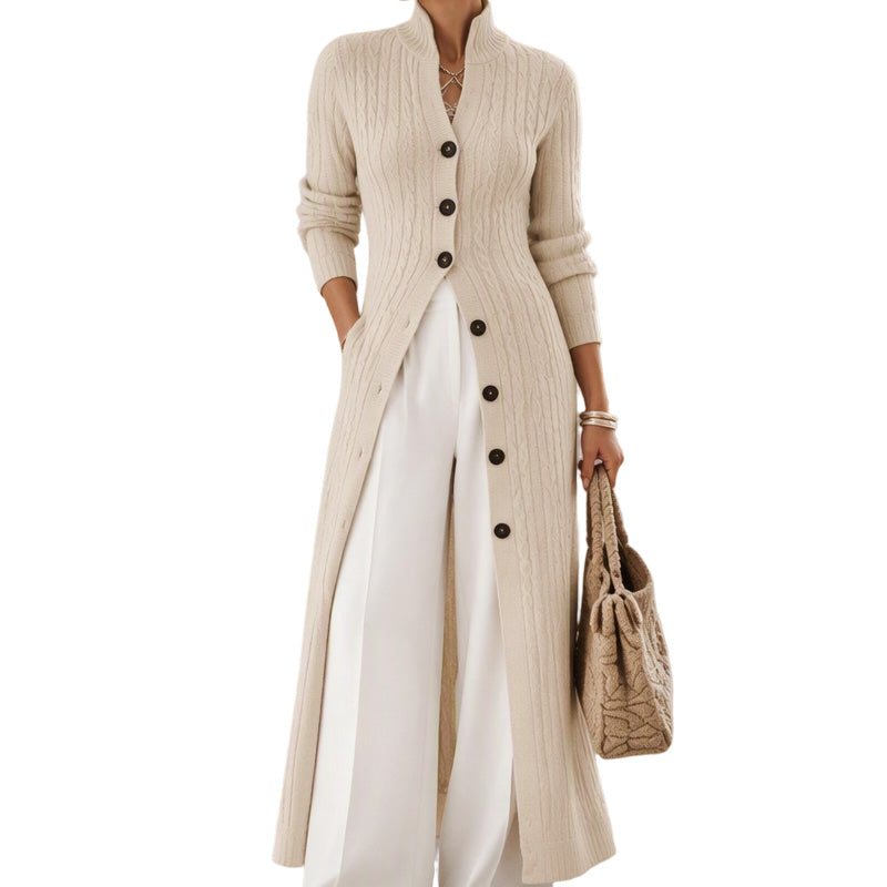 🧶 Long-Line Warmth, Flattering Texture | Women's Cable Knit Duster Cardigan