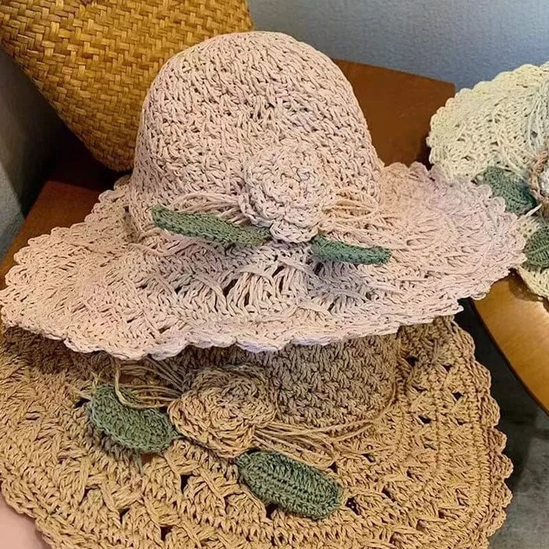 40%0FF👒Elegancki szydełkowy słomkowy kapelusz z falbanką