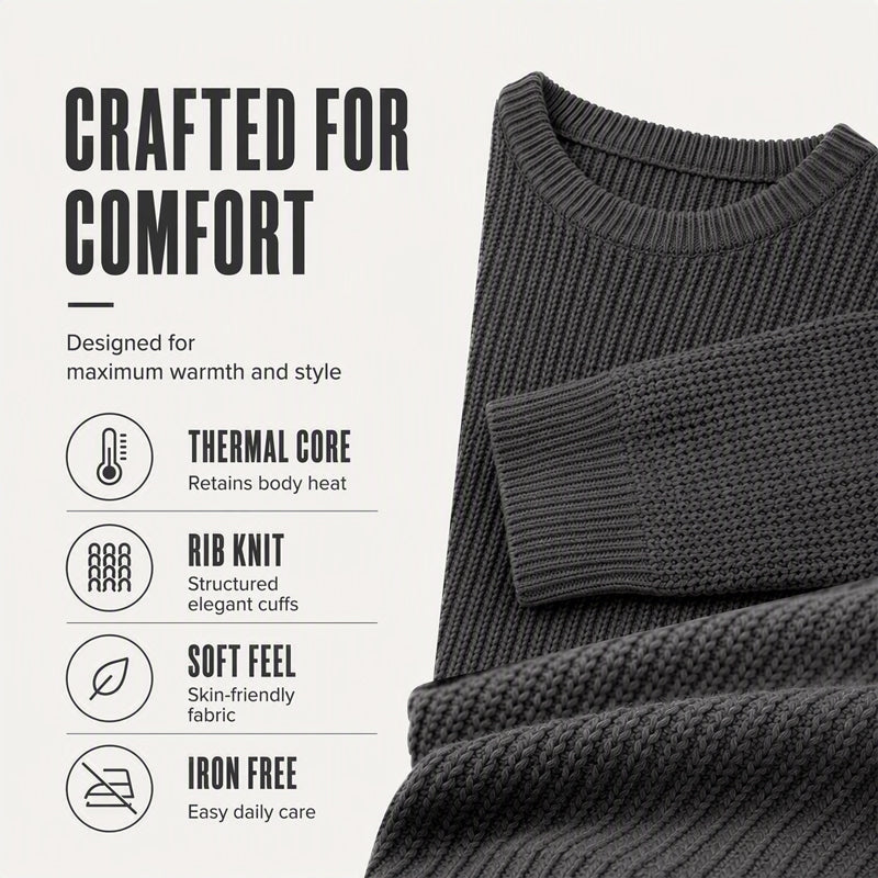 ✨2026 Collection at 50% OFF🎁JMIERR Men's Crewneck Sweater Soft Casual Sweaters Classic Long Sleeve Pullover Sweaters with Ribbing Edge