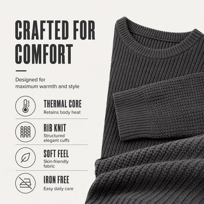 ✨2026 Collection at 50% OFF🎁JMIERR Men's Crewneck Sweater Soft Casual Sweaters Classic Long Sleeve Pullover Sweaters with Ribbing Edge