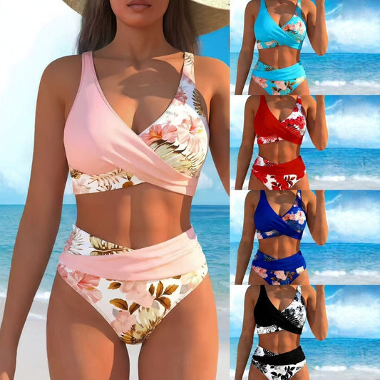 Zářte na pláži – Dámský květinový bikinový set s vysokým pasem – platba na dobírku 👙🌺