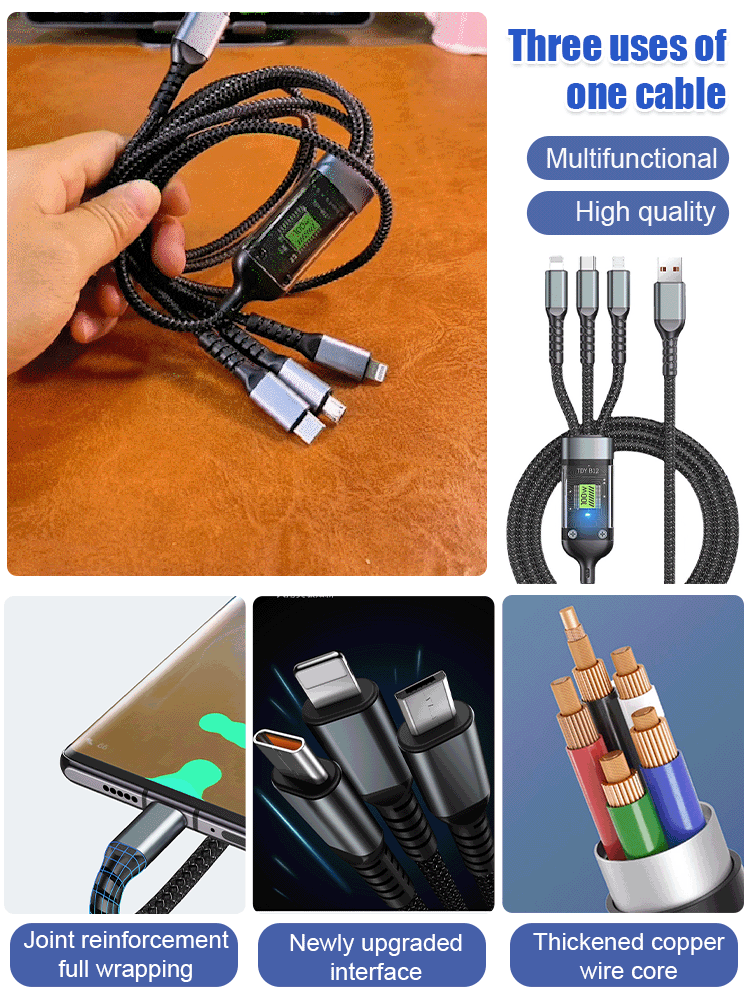 💥Limited Time 50% OFF🔥⚡Transparent Luminous 3-in-1 Super Fast Charging Cable-2