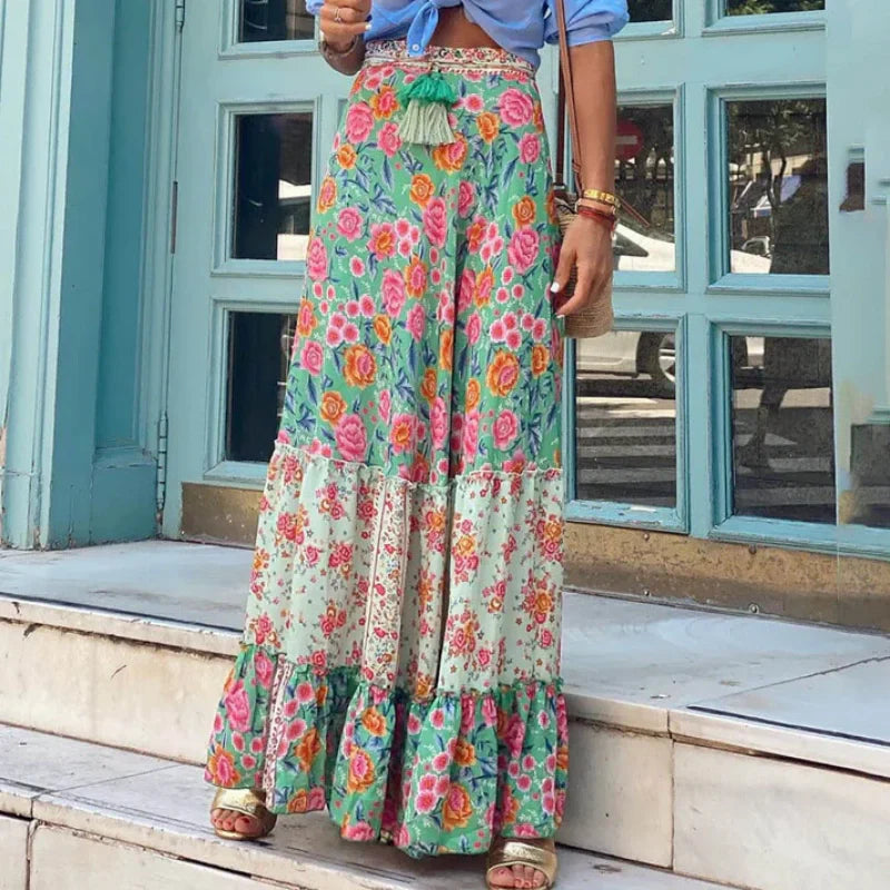 💗Modna damska spódnica maxi w kwiaty w stylu boho🌸