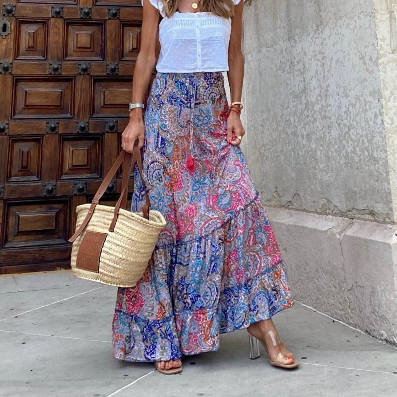 💗Modna damska spódnica maxi w kwiaty w stylu boho🌸