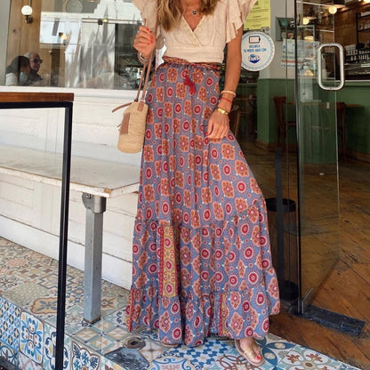 💗Modna damska spódnica maxi w kwiaty w stylu boho🌸