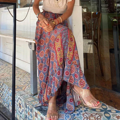 💗Modna damska spódnica maxi w kwiaty w stylu boho🌸