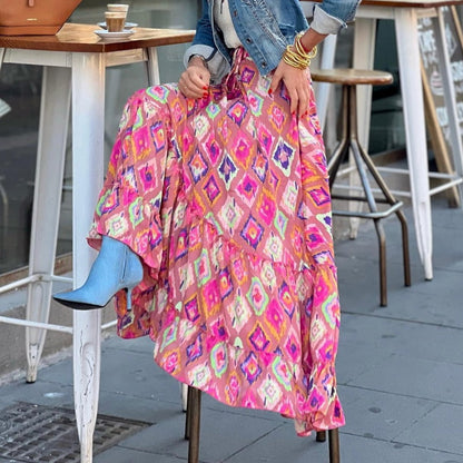 💗Modna damska spódnica maxi w kwiaty w stylu boho🌸