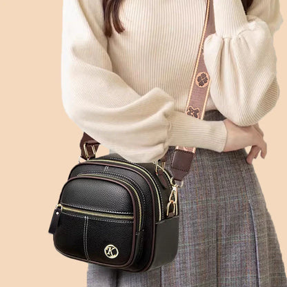 Klasyczna wielofunkcyjna torba crossbody 👜 z regulowanym szerokim paskiem na ramię ze skóry PU