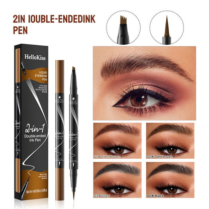 🎁Wodoodporny i trwały ołówek do brwi dwa w jednym, dwugłowy ołówek do brwi z czterema pazurami + eyeliner