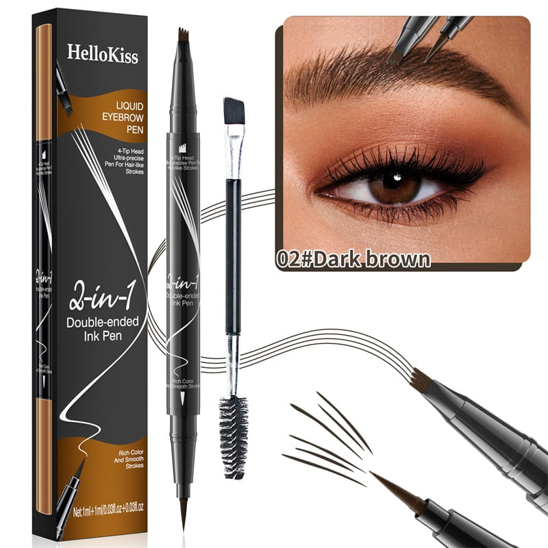 🎁Wodoodporny i trwały ołówek do brwi dwa w jednym, dwugłowy ołówek do brwi z czterema pazurami + eyeliner