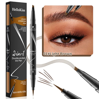 🎁Wodoodporny i trwały ołówek do brwi dwa w jednym, dwugłowy ołówek do brwi z czterema pazurami + eyeliner