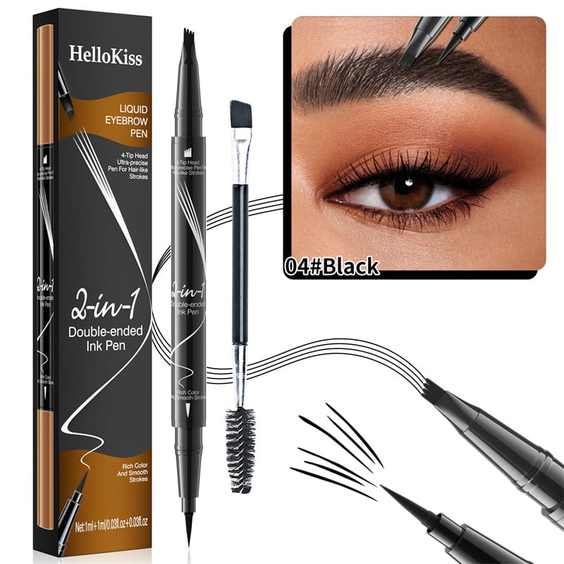 🎁Wodoodporny i trwały ołówek do brwi dwa w jednym, dwugłowy ołówek do brwi z czterema pazurami + eyeliner