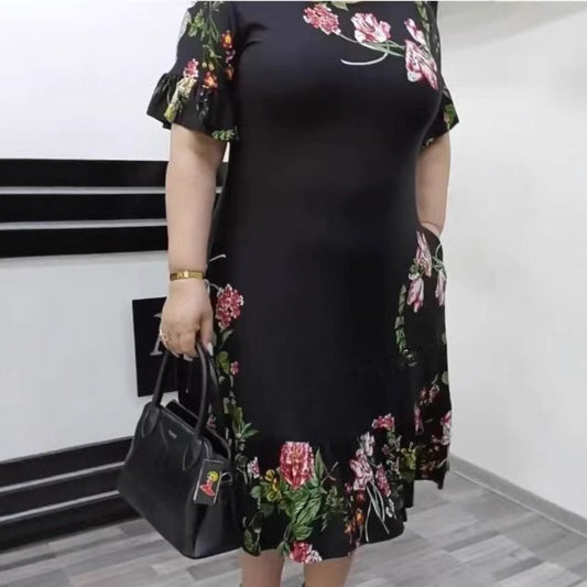 🌸Elegantní tisk Plus velikost tisk volánové šaty volánové šaty✨
