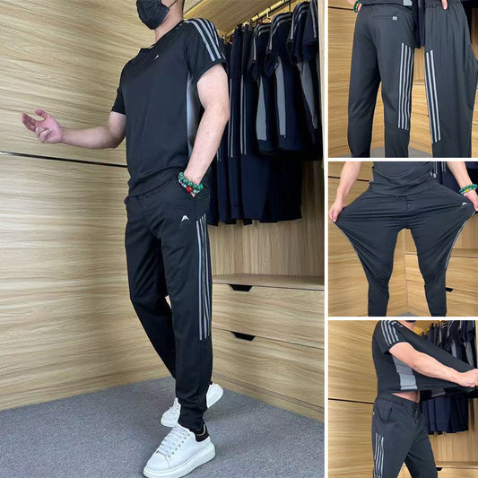 🌴Léto Specials❄️Men's Casual Sports Short Sleeve Long Pants (2-Piece Set)