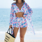 🏝️Dámský Třídílný Bikini Set S Přehozem🏝️