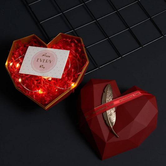 Geometric Heart-Shaped Gift Box with Ribbon