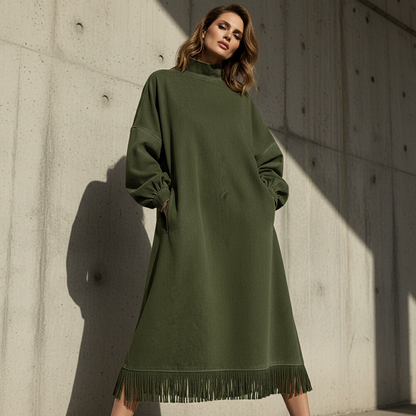 Women's Casual Solid Color Faux Suede Dress