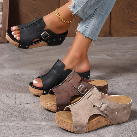 👡 Dámské sandály s otevřenou špičkou a klínovým podpatkem – pohodlné, prodyšné a stylové | Letní, protiskluzové, vhodné do města i na dovolenou 🌞✨🛡️