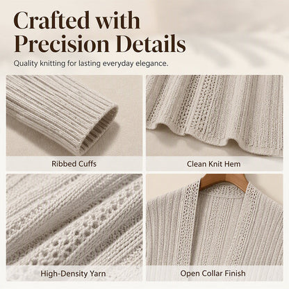 🧶 Effortless Layering | Women's Textured-Knit Open-Front Relaxed Cardigan