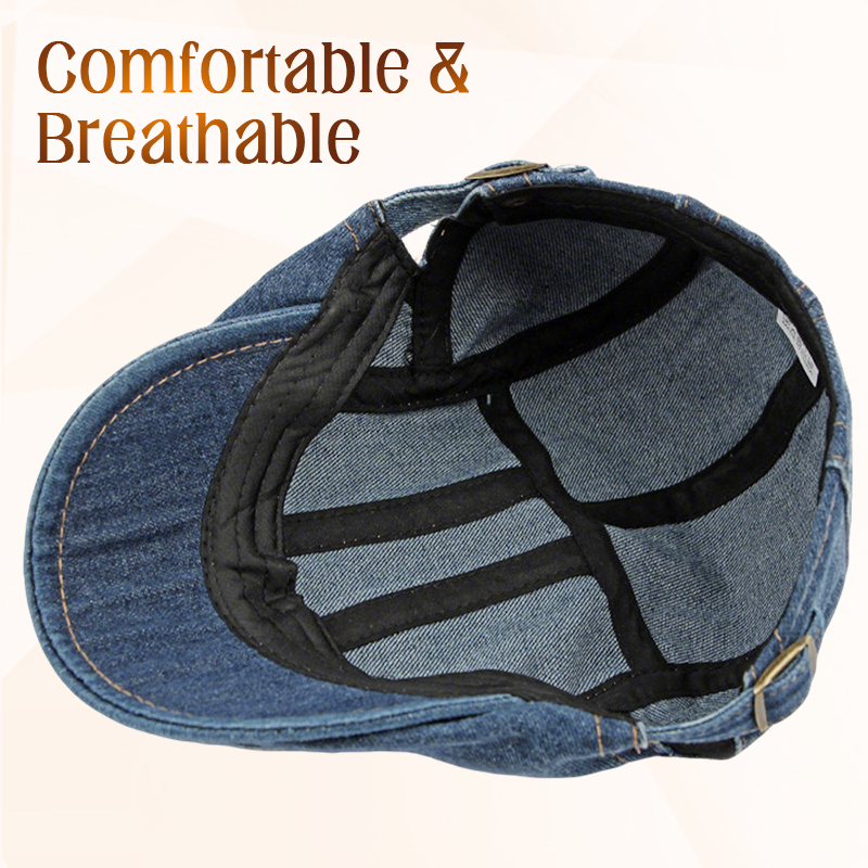🧢 Vintage Denim Newsboy Cap | Unisex Classic Retro Flat Hat