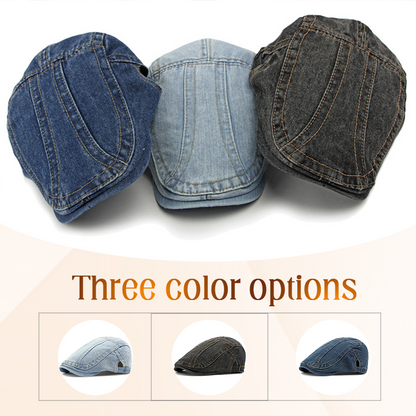 🧢 Vintage Denim Newsboy Cap | Unisex Classic Retro Flat Hat