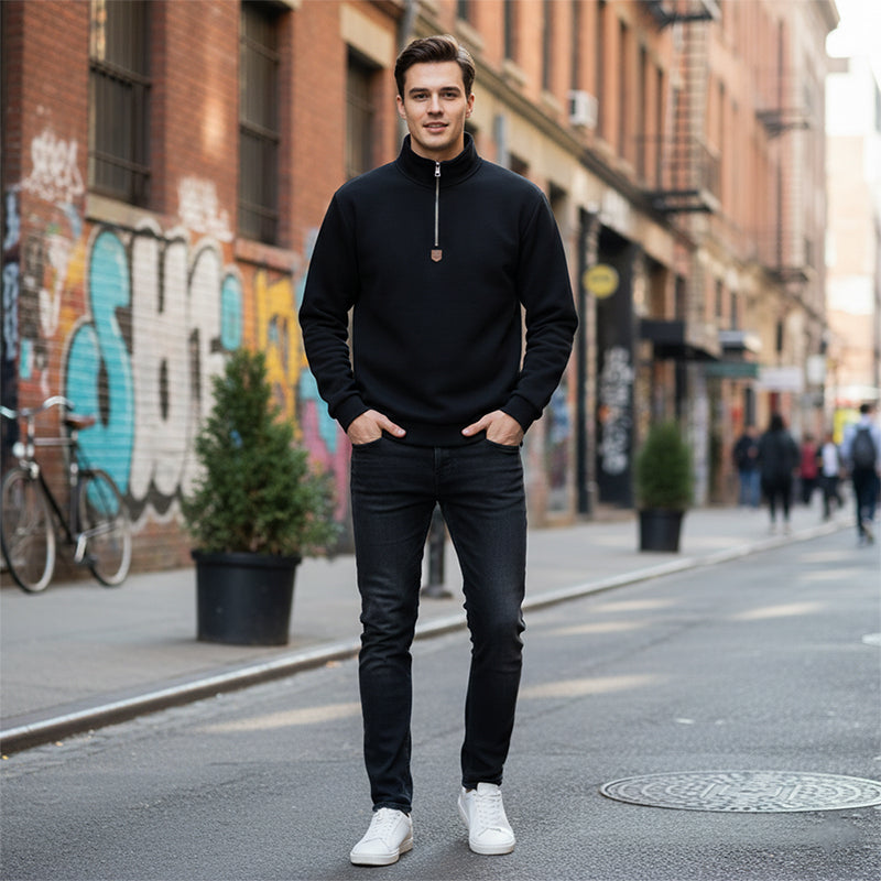 🖤Black Friday Sale:50% OFF🖤 🍂 Easy Everyday Comfort | Men's Warm-Lined Stand-Collar Quarter-Zip Pullover