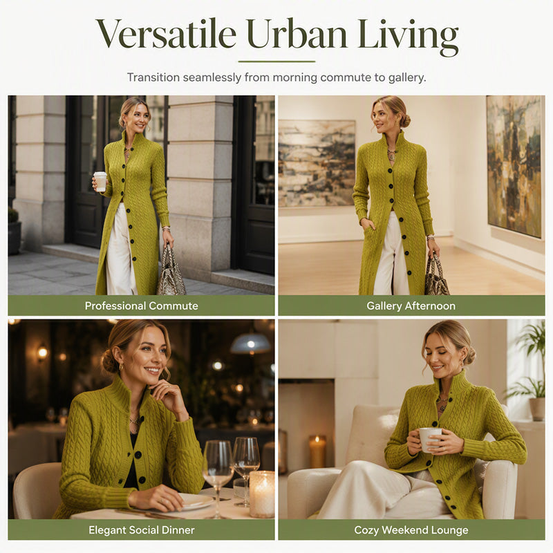 🧶 Long-Line Warmth, Flattering Texture | Women's Cable Knit Duster Cardigan