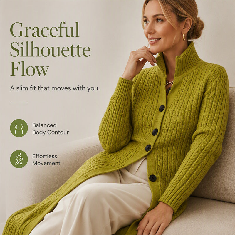 🧶 Long-Line Warmth, Flattering Texture | Women's Cable Knit Duster Cardigan