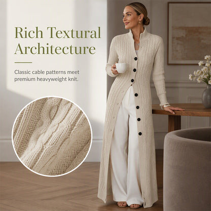 🧶 Long-Line Warmth, Flattering Texture | Women's Cable Knit Duster Cardigan
