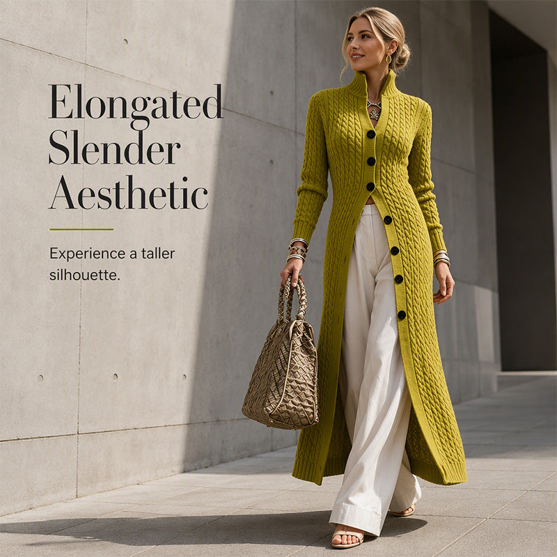 🧶 Long-Line Warmth, Flattering Texture | Women's Cable Knit Duster Cardigan