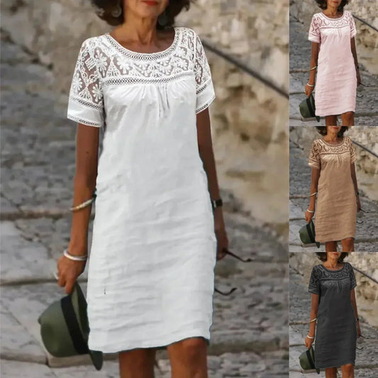 Women’s Casual Lace Round Neck Dress