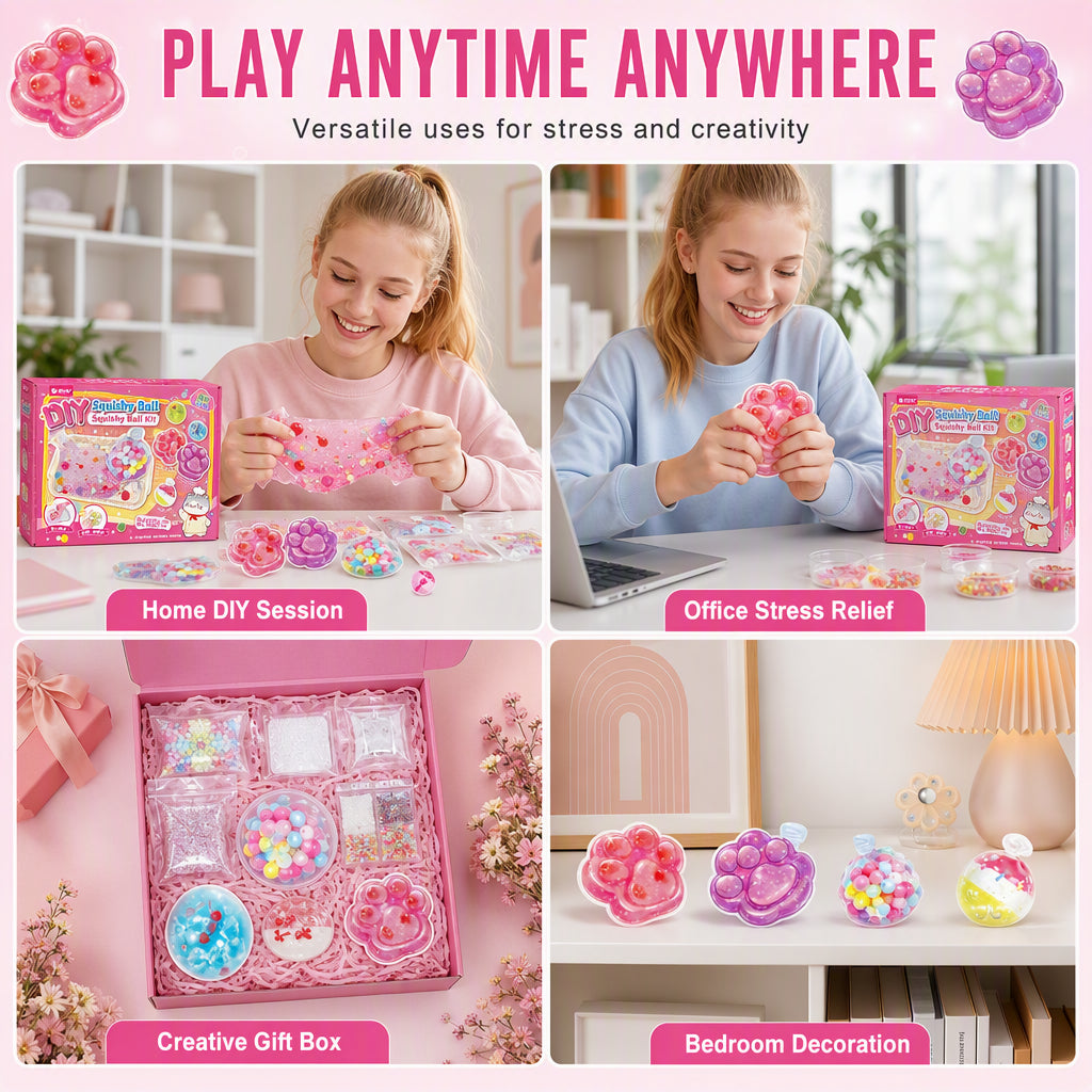 DIY Fried Ice Squishy Toy Kit with Cat Claw Design for Kids-6