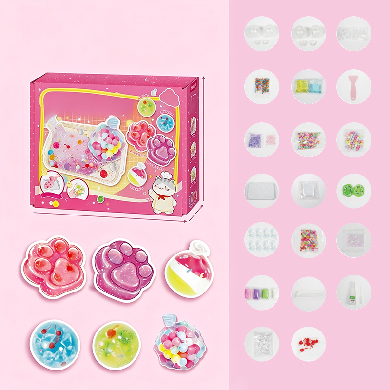 DIY Fried Ice Squishy Toy Kit with Cat Claw Design for Kids-9