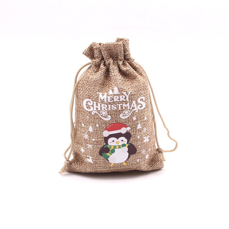 Christmas Burlap Gift Bags with Drawstring-36