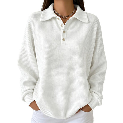 🍂Waffle Texture, Fall Layering👚 Women's Casual Waffle Knit Top – Textured Knit & Minimalist Design | Perfect for Commute, Shopping & Travel, Easy to Style ✨