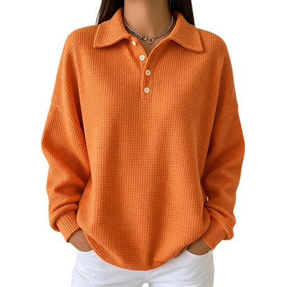 🍂Waffle Texture, Fall Layering👚 Women's Casual Waffle Knit Top – Textured Knit & Minimalist Design | Perfect for Commute, Shopping & Travel, Easy to Style ✨