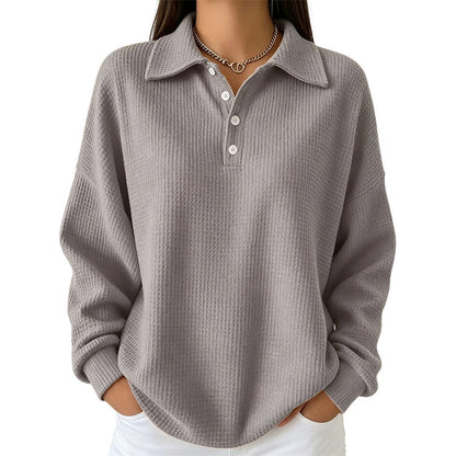 🍂Waffle Texture, Fall Layering👚 Women's Casual Waffle Knit Top – Textured Knit & Minimalist Design | Perfect for Commute, Shopping & Travel, Easy to Style ✨