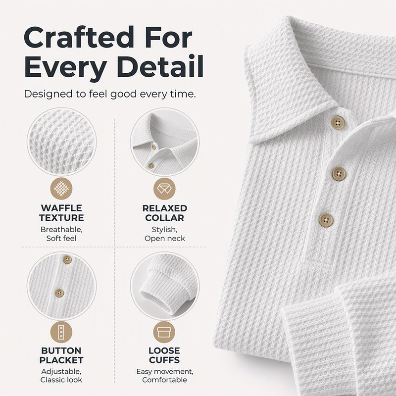 🍂Waffle Texture, Fall Layering👚 Women's Casual Waffle Knit Top – Textured Knit & Minimalist Design | Perfect for Commute, Shopping & Travel, Easy to Style ✨
