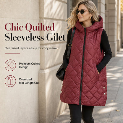 🦺 Quilted Warmth, Easy Layering | Women's Mid-Length Hooded Vest ⚡ Free Shipping