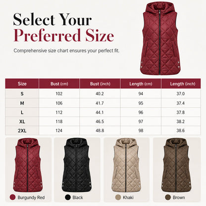 🦺 Quilted Warmth, Easy Layering | Women's Mid-Length Hooded Vest ⚡ Free Shipping