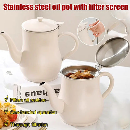 White Stainless Steel Oil Bottle with Filter