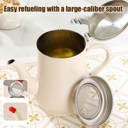 White Stainless Steel Oil Bottle with Filter