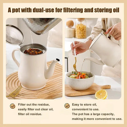 White Stainless Steel Oil Bottle with Filter