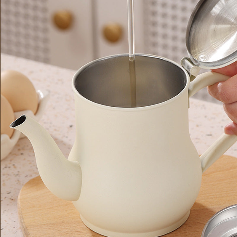 White Stainless Steel Oil Bottle with Filter