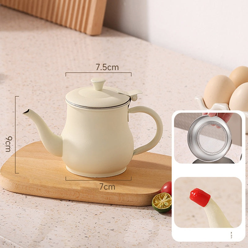 White Stainless Steel Oil Bottle with Filter