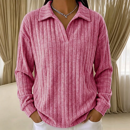 ☁️V-Neck Ribbed Knit, Cozy Softness🧶 Women's Cozy V-Neck Ribbed Knit Sweater – Relaxed Fit | Perfect for Lounging, Weekends & Everyday Comfort, Warm & Easy ✨