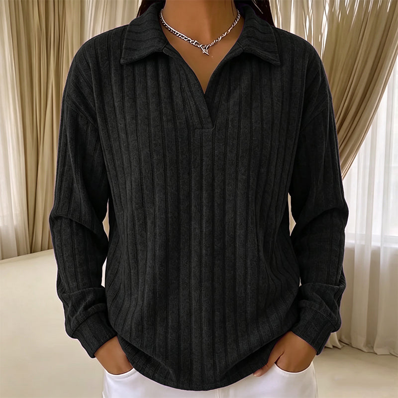 ☁️V-Neck Ribbed Knit, Cozy Softness🧶 Women's Cozy V-Neck Ribbed Knit Sweater – Relaxed Fit | Perfect for Lounging, Weekends & Everyday Comfort, Warm & Easy ✨