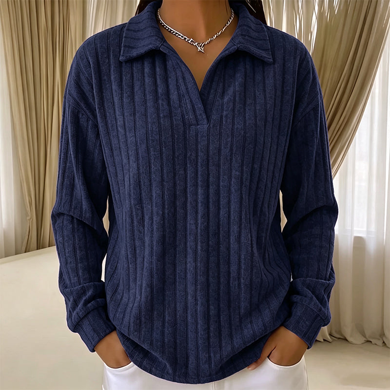 ☁️V-Neck Ribbed Knit, Cozy Softness🧶 Women's Cozy V-Neck Ribbed Knit Sweater – Relaxed Fit | Perfect for Lounging, Weekends & Everyday Comfort, Warm & Easy ✨