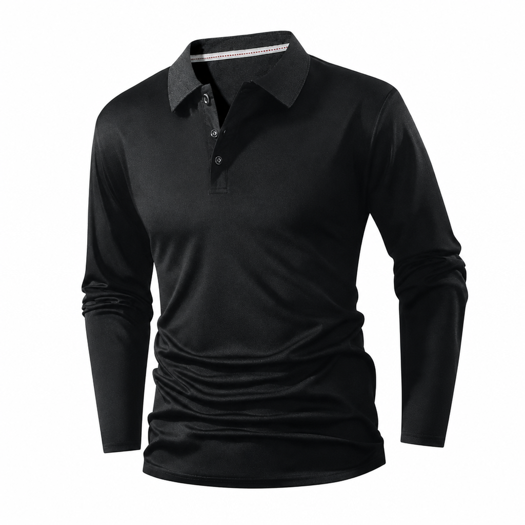🌬️Breathable Comfort, All-Day Freshness🧶 Men's Long Sleeve Collared Knit T-Shirt – Breathable Knit & Skin-Friendly Fabric | Perfect for All-Day Office & Leisure, Keeps You Cool & Dry ✨