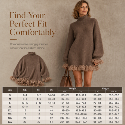 ✨ Feminine Knit Detail 🌸 Women’s Oversized Mock Neck Sweater Dress